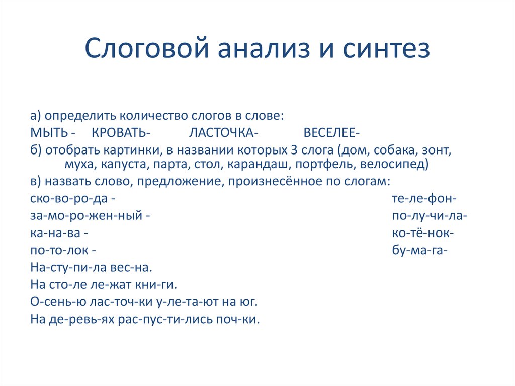 Слоговой анализ слова для дошкольников презентация