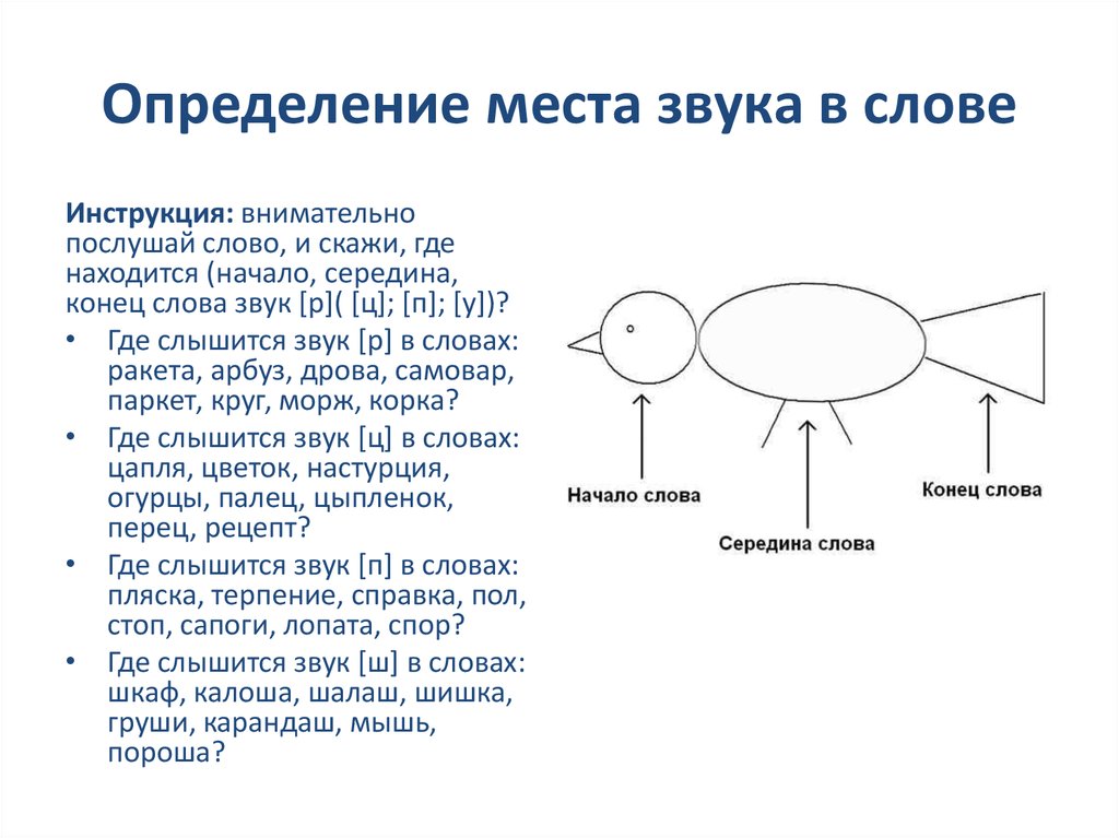 Схема расположения звука в слове