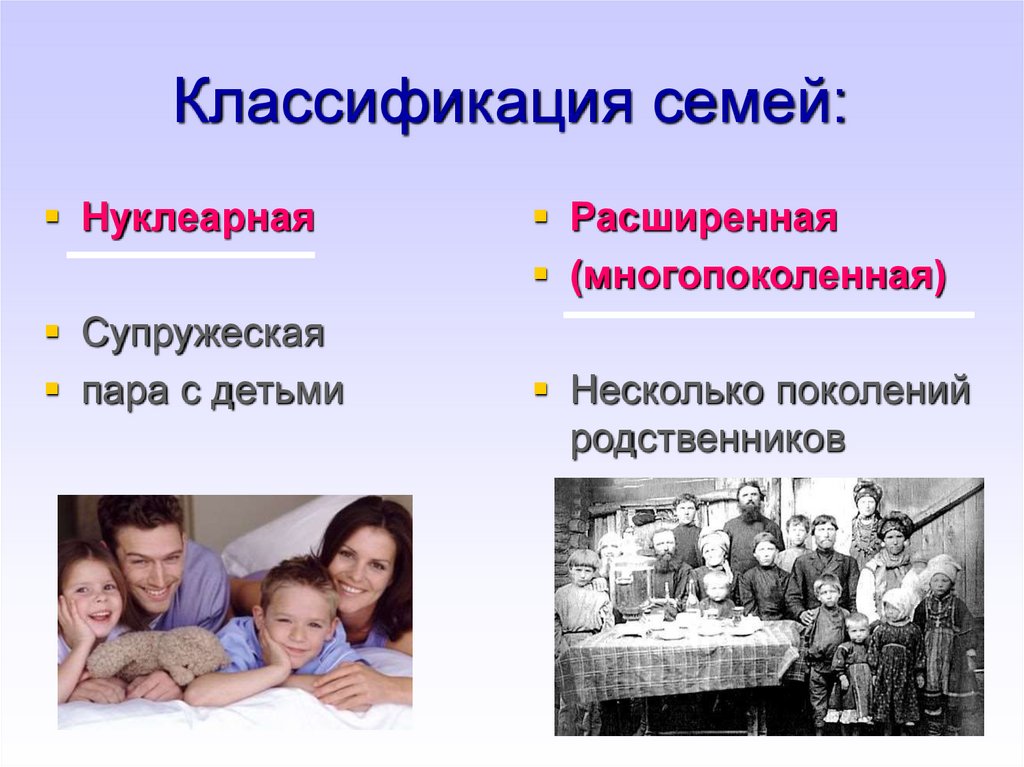 Классификация семей презентация