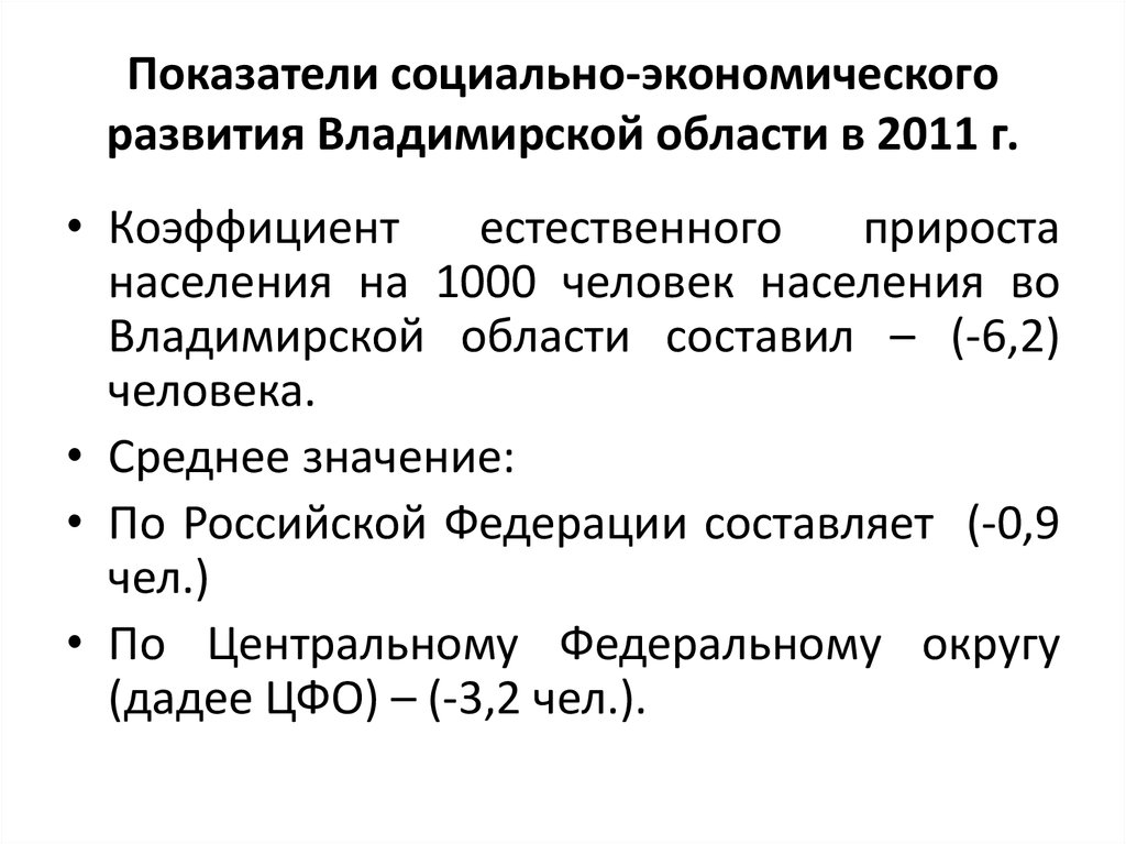 Коэффициент естественного прироста на 1000 населения. Показатели социально экономического развития Владимирской области. Экономическое развитие Владимирской области. Проблемы социально-экономического развития Владимирской области. Перспективы развития Владимирской области.