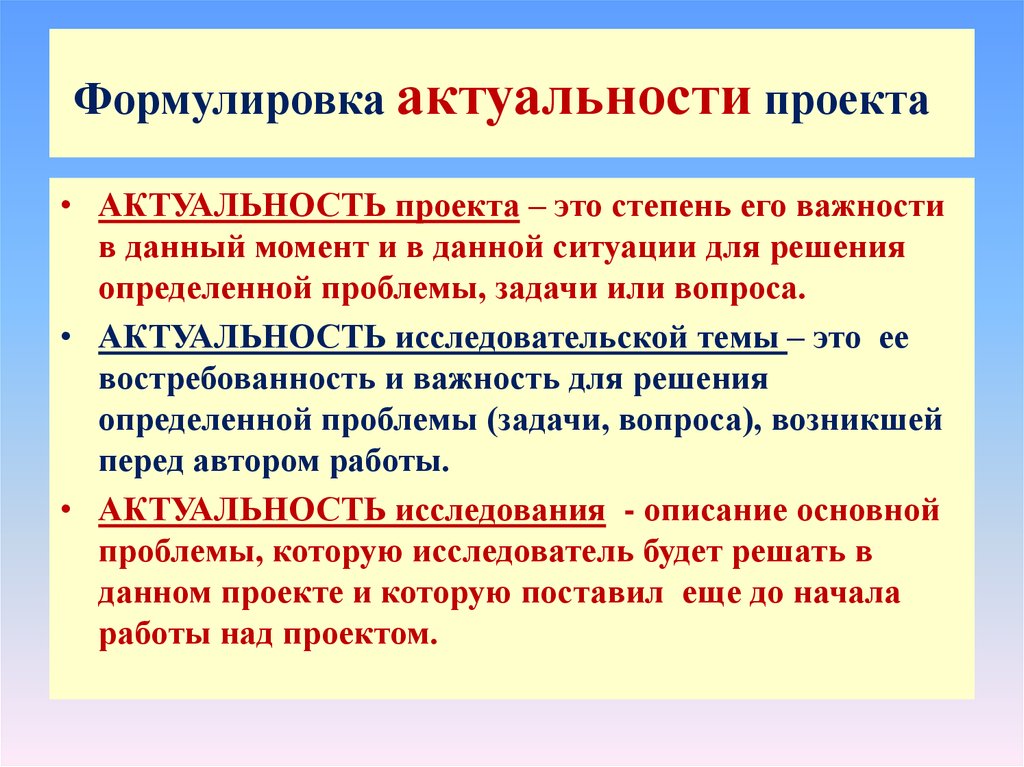 Актуализация проекта это