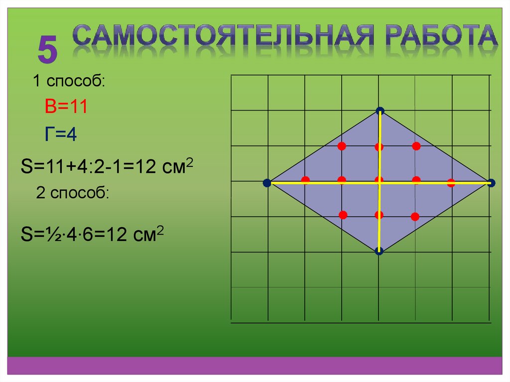 Формула нахождения площади фигуры на клетчатой бумаге