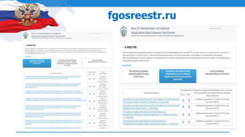 Фгосреестр ру официальный сайт учебные планы
