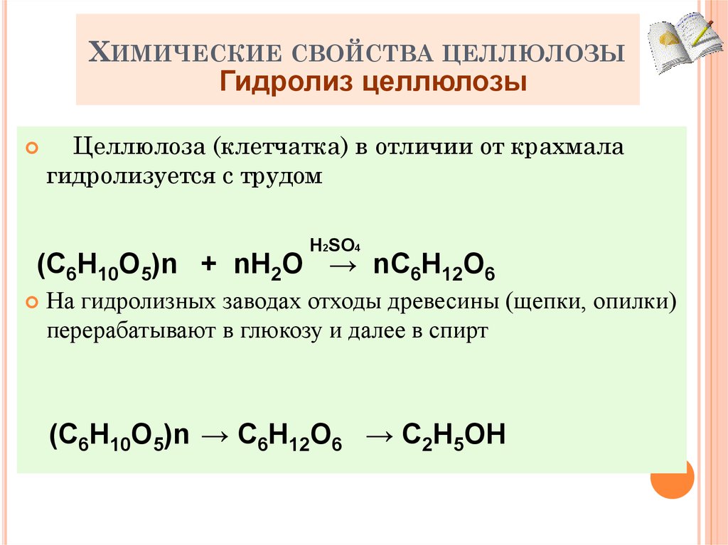 Химические свойства целлюлозы