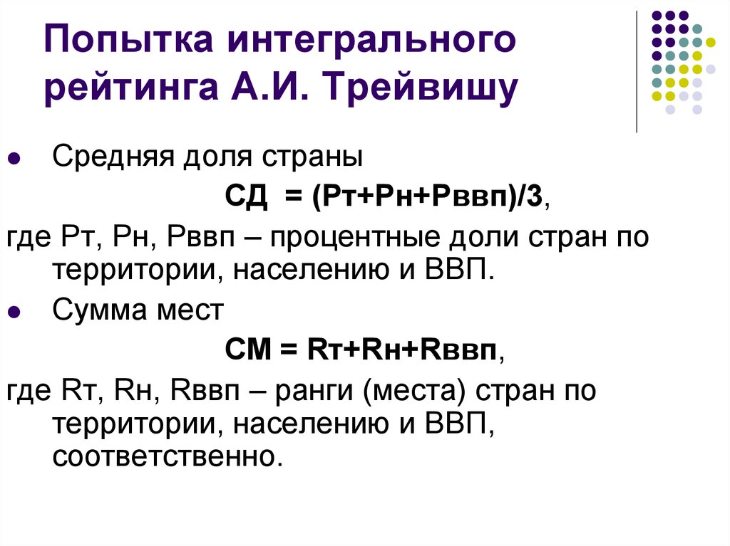 Попытка интегрального рейтинга А.И. Трейвишу