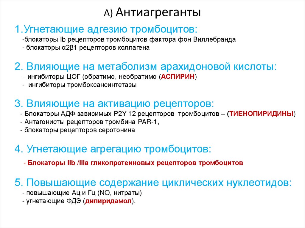 Дезагреганты препараты список