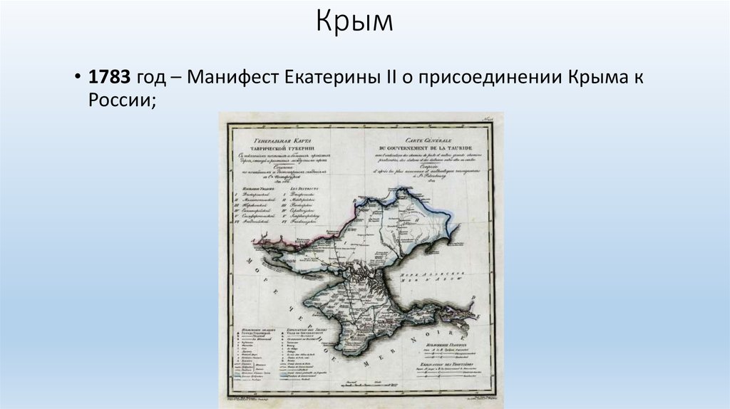 Присоединение крыма к российской империи карта