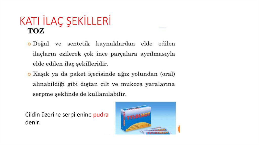 KATI İLAÇ ŞEKİLLERİ