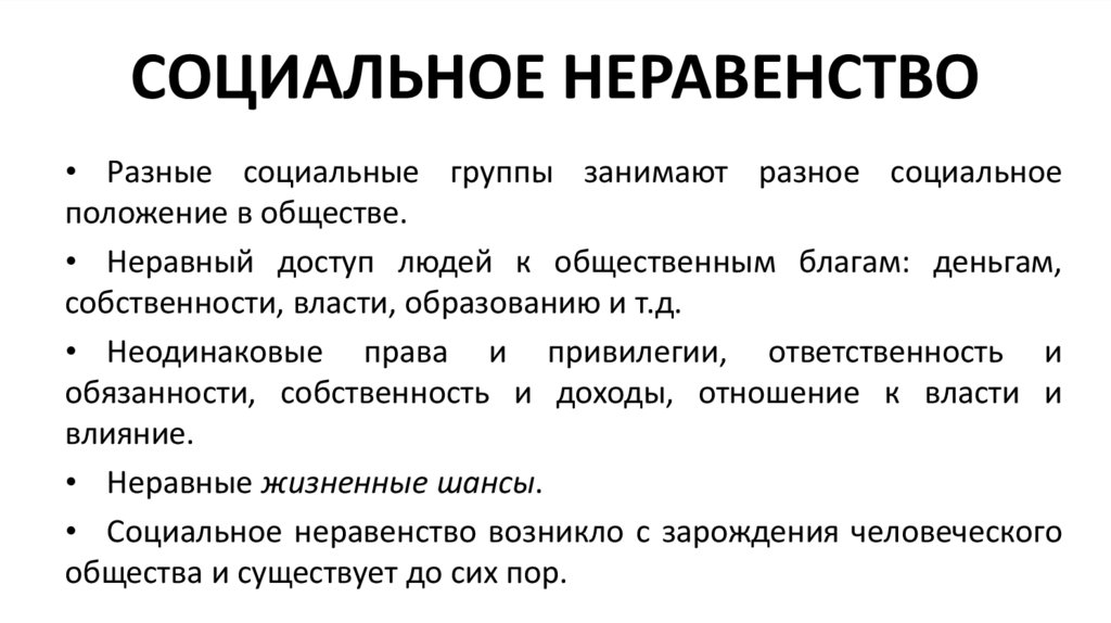 1 социальное неравенство