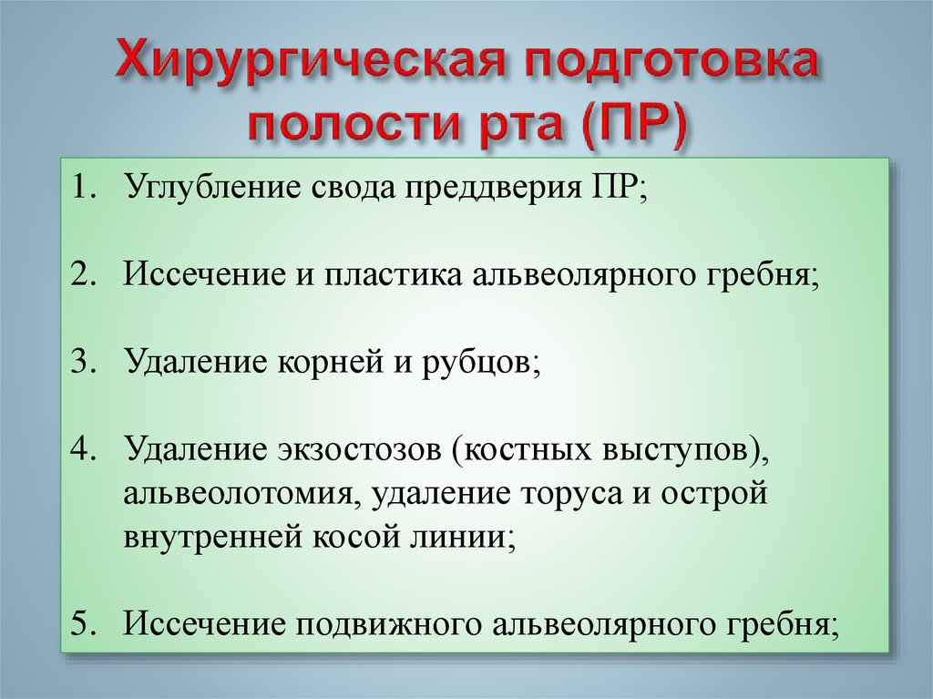 Подготовка полости рта