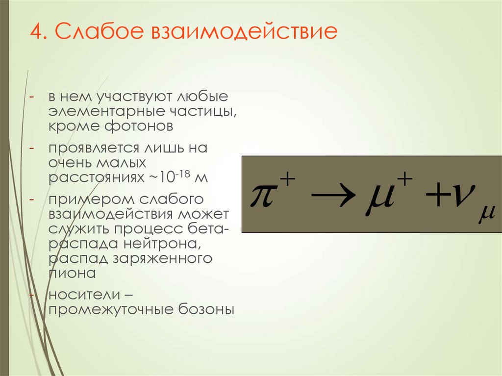 Слабое взаимодействие презентация