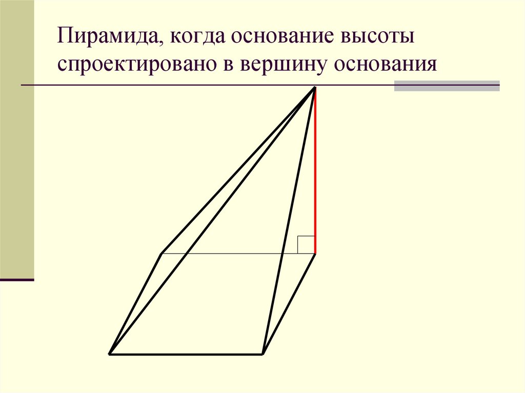 Основание высоты. Основание высоты пирамиды. Основание высоты тетраэдра. Вершина основания. Параллельное проектирование тетраэдра.