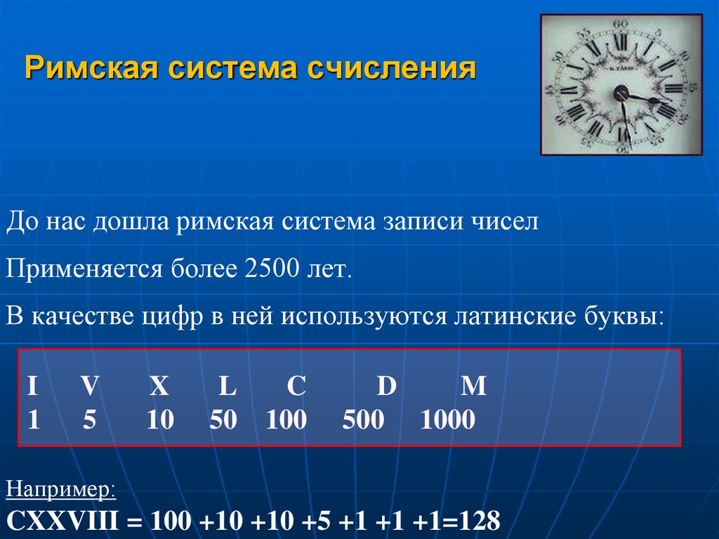 Числа в римской системе