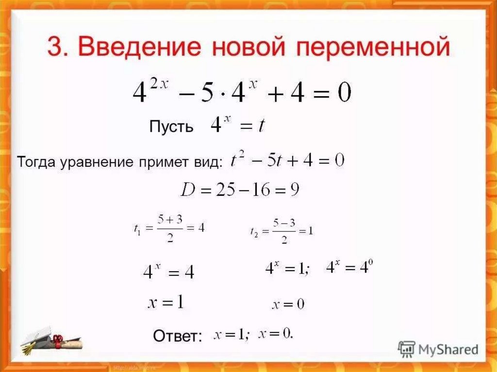 Способ ввести. Метод введения новой переменной в показательных уравнениях. Показательные уравнения Введение новой переменной. Решение уравнений методом введения переменной. Алгебра 10 класс решение уравнений методом введения новой переменной.