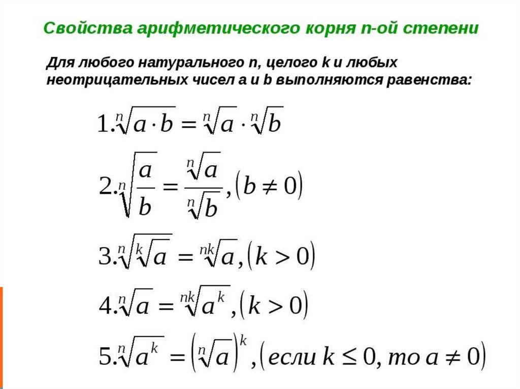Корень степени определение. Арифметический корень натуральной степени формулы. Арифметический корень n-Ой степени формулы. Перечислите свойства арифметического корня.