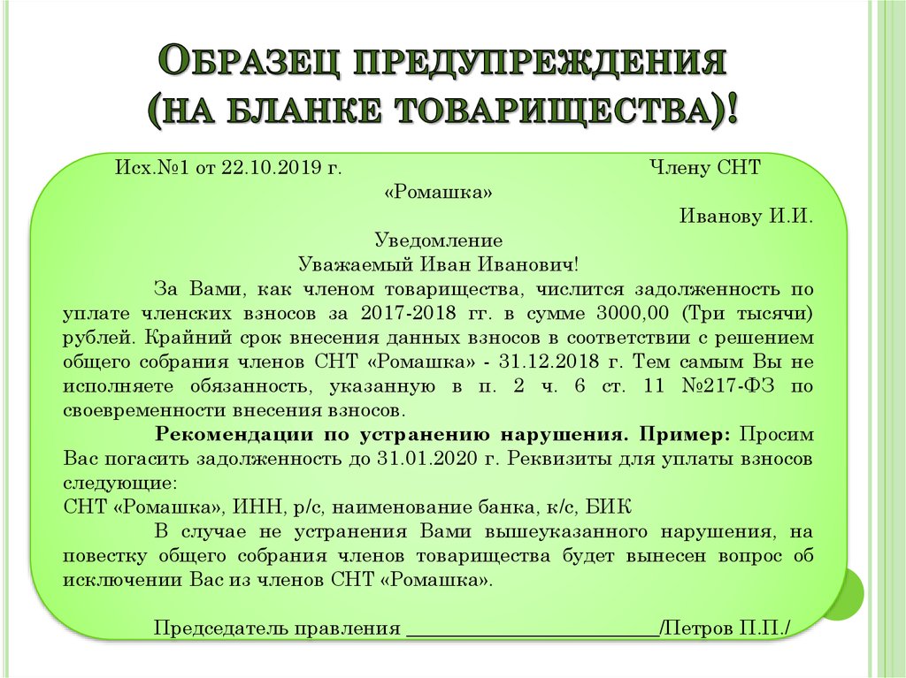 Предостережение 248 фз образец