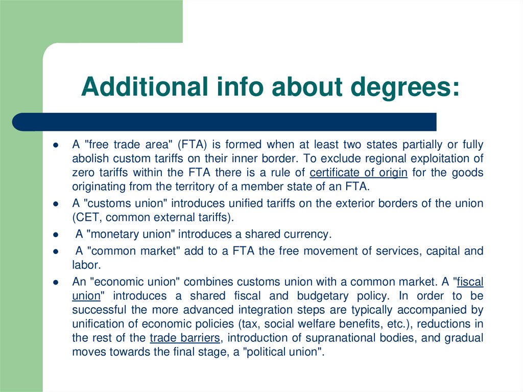 Additional info about degrees: