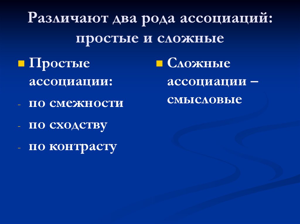 Несколько род. Виды ассоциаций: простые и сложные.. Простые ассоциации. Сложные ассоциации род и вид. Простые ассоциации памяти.