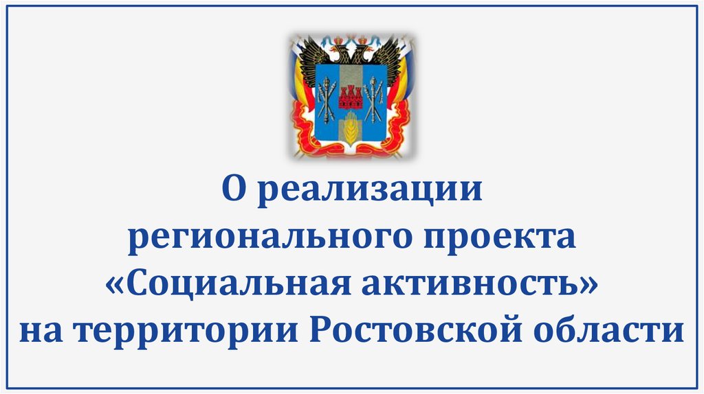 О реализации регионального проекта «Социальная активность» на территории Ростовской области