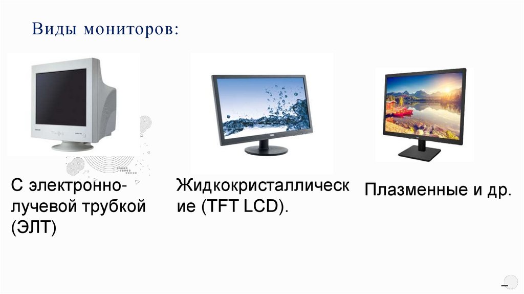 Экраны бывают. Типы мониторов. Типы мониторов для компьютера. Назовите основные виды мониторов. Виды мониторов схема.