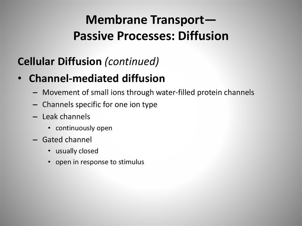 Membrane Transport— Passive Processes: Diffusion