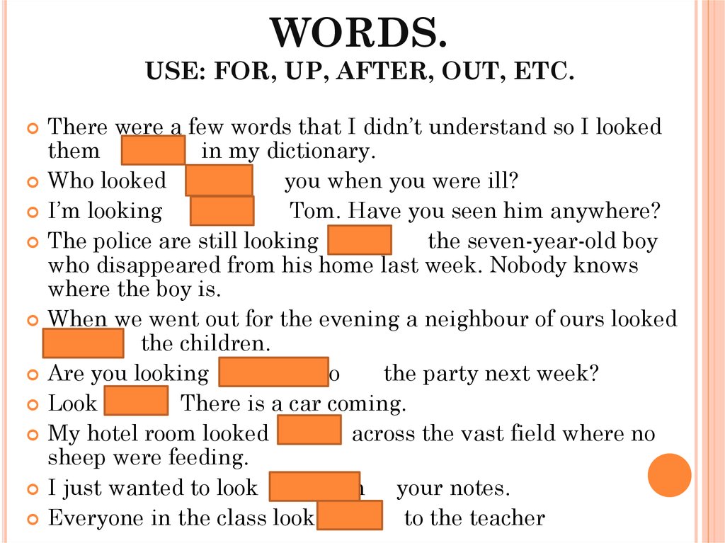 Old use words. Few Words.