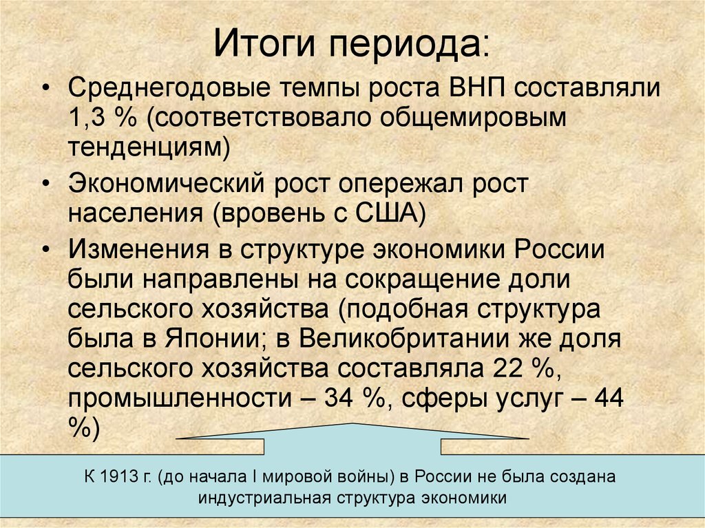 Итоги периодами. Итоги периода. Периодизация итоги. Структура экономики России в 1913. Межреволюционный период.