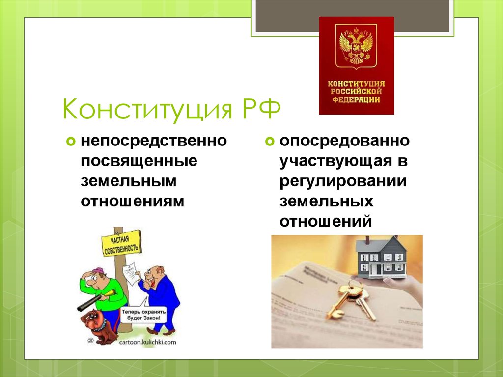 Конституция земельные отношения. Конституция РФ регулирование земельных отношений.
