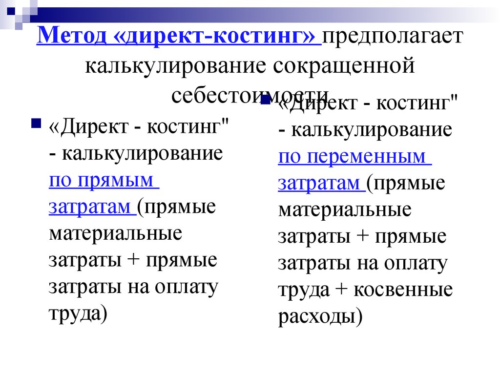 Директ костинг это. Метод direct costing. Методика директ-костинг. Метод директ-костинг схема. Себестоимость директ костинг.