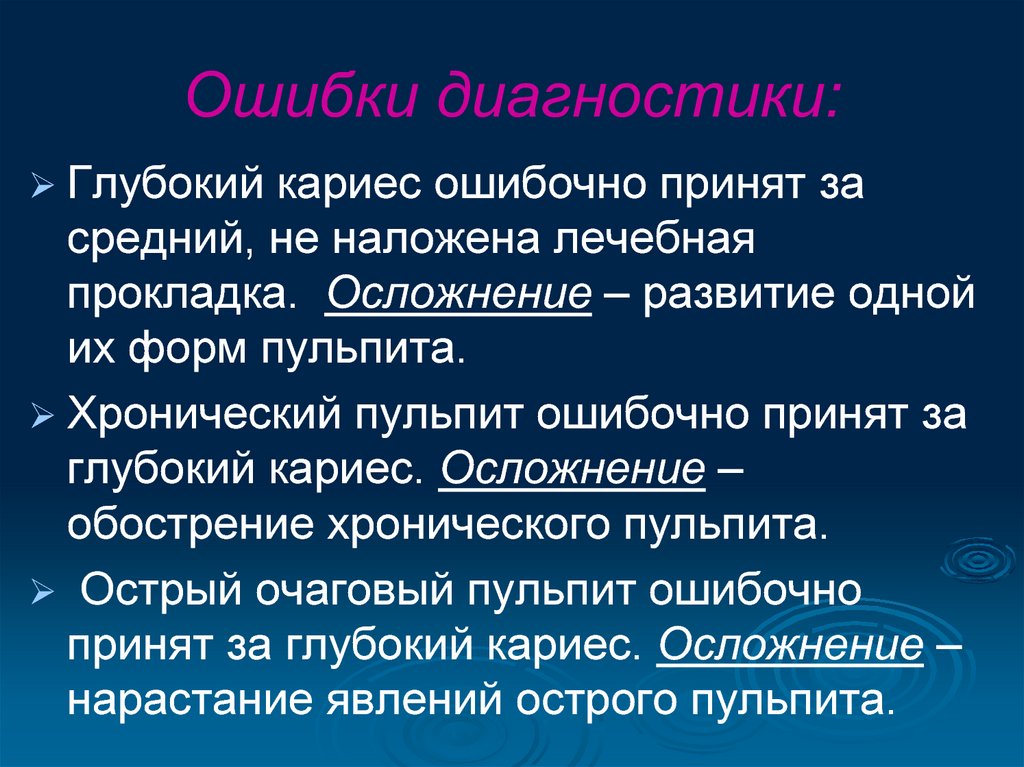 Ошибки и осложнения при диагностике и лечении кариеса презентация