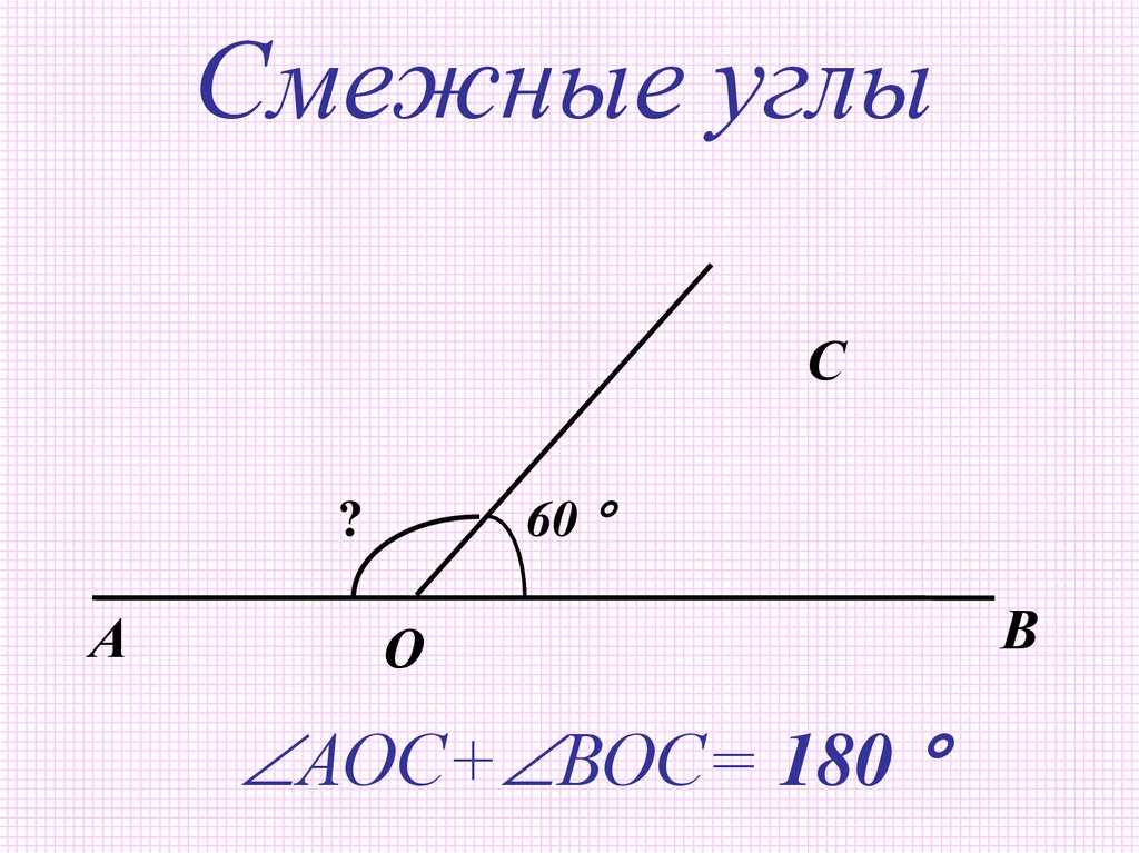 Сколько острых тупых прямых смежных углов на рисунке