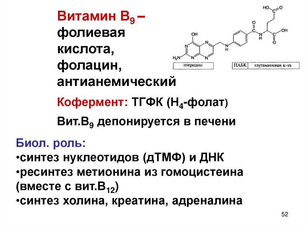 Обмен фолиевой кислоты. Кофермент витамина в9. Витамин б9 биохимия. Строение фолиевой кислоты. Витамин b9 кофермент.