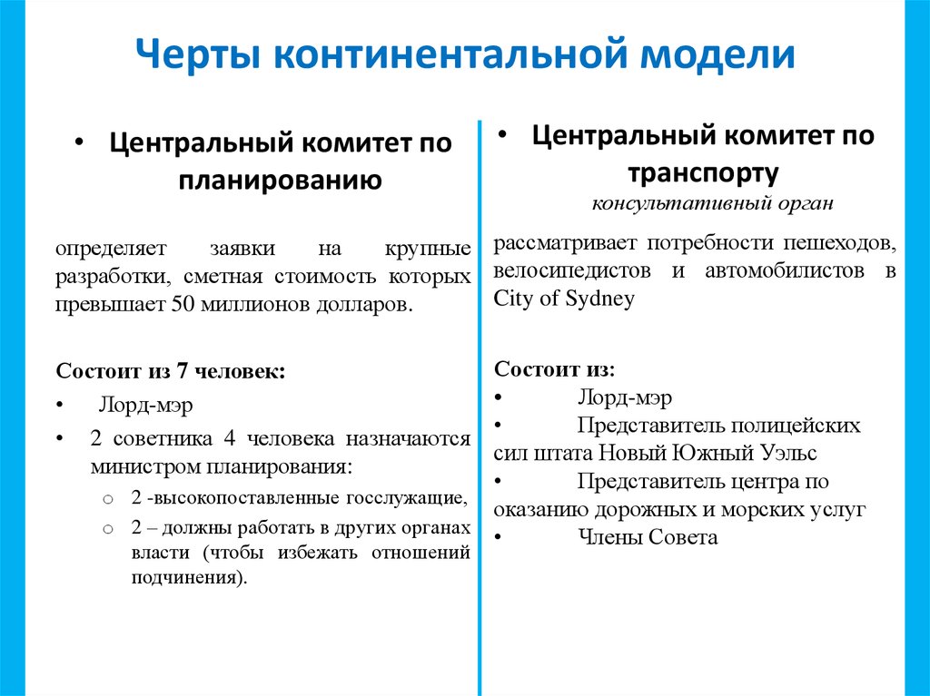 Отличительные черты континентальной