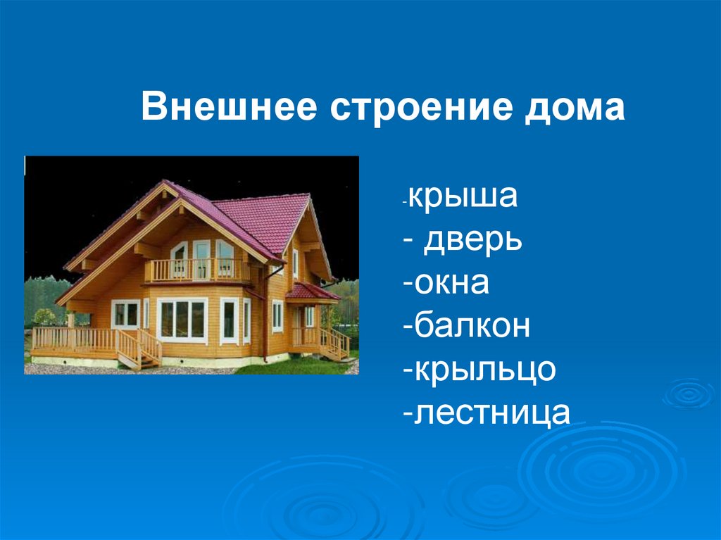 Какой дом какое строение. Внешнее строение дома. Внутреннее и внешнее строение дома. Наружнее строения дома. Внешнее строение дома для детей.