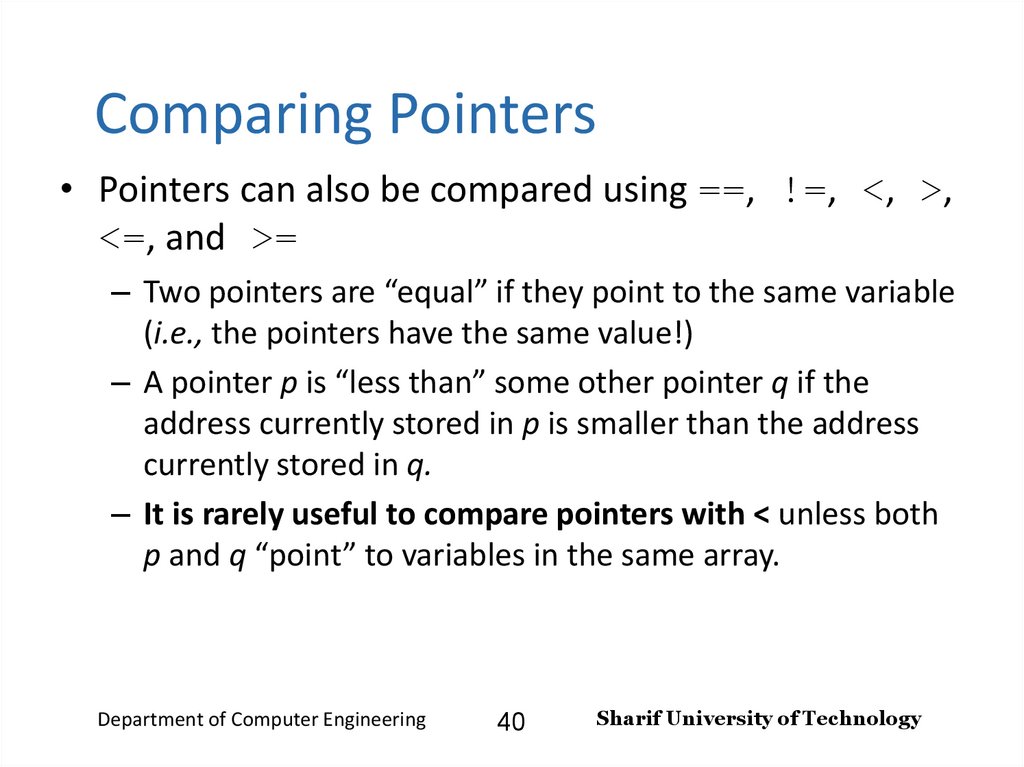 Comparing Pointers