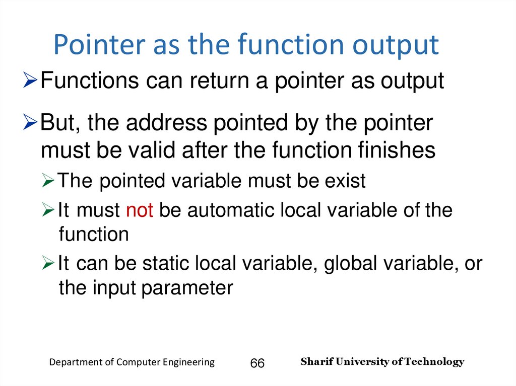Pointer as the function output