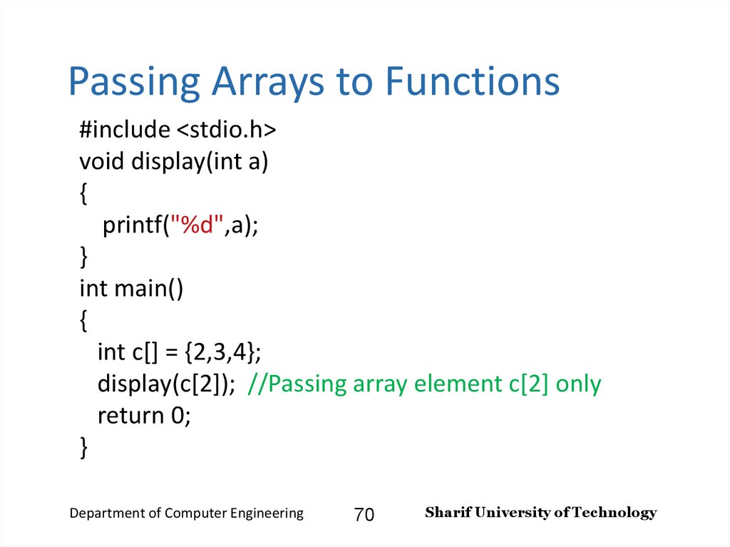 Passing Arrays to Functions