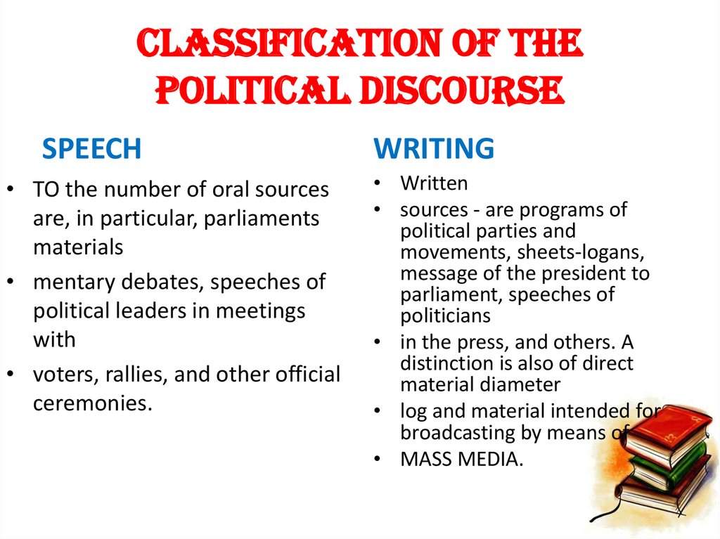 classification of the political discourse
