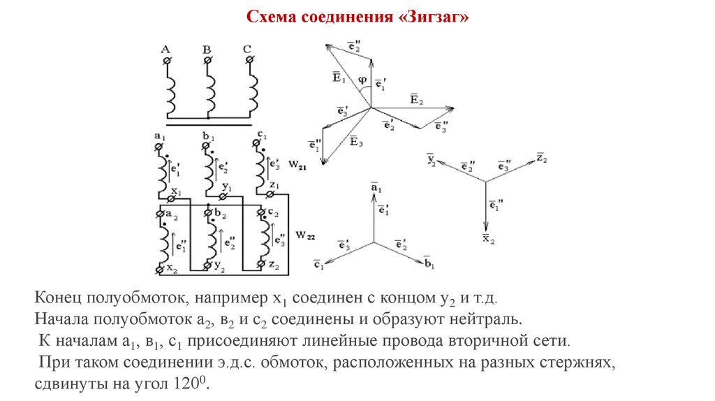 Звезда зигзаг с нулем обозначение на схеме