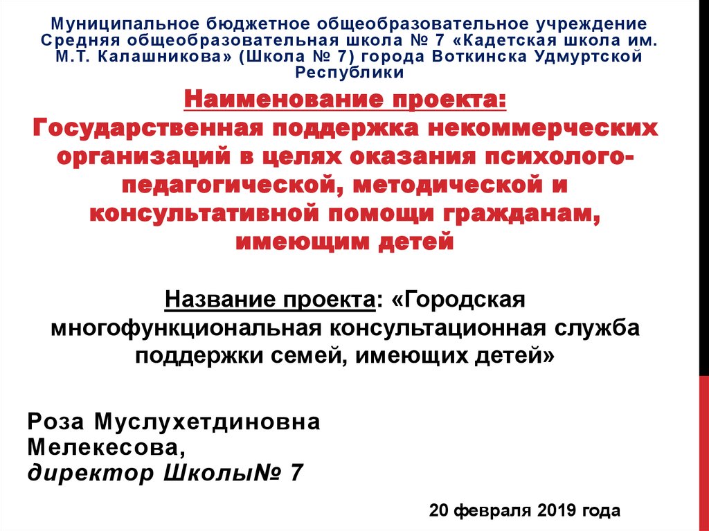 Поддержка семей имеющих детей паспорт проекта