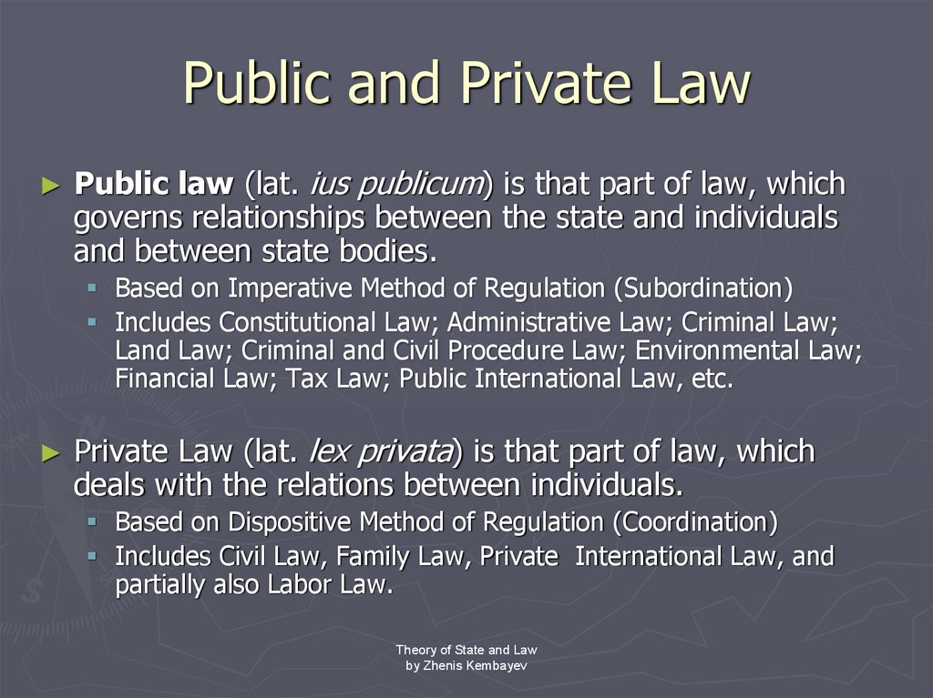 Civil Law and public Law.