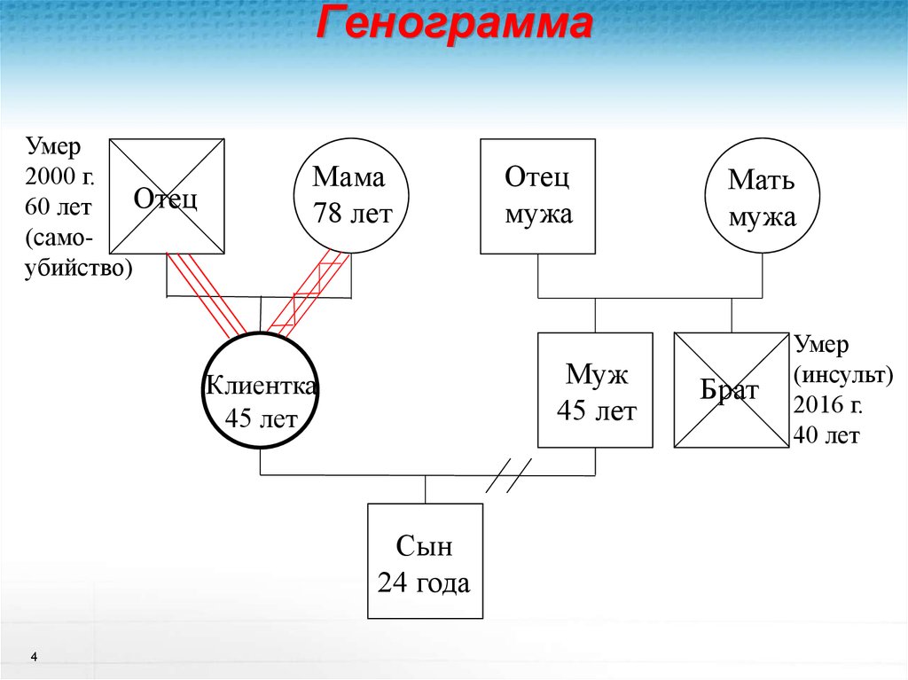 Образец генограммы семьи