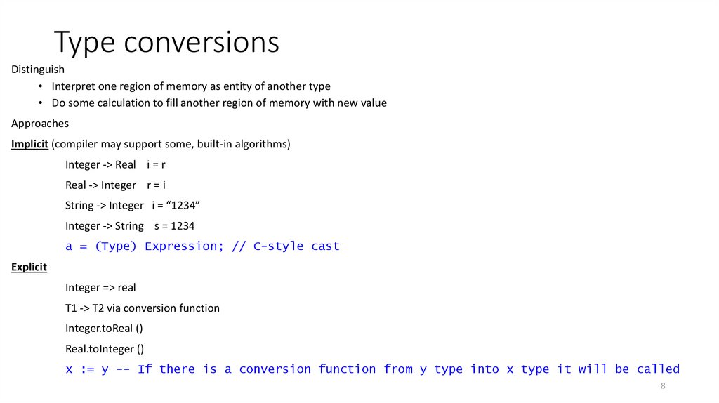 Type conversions