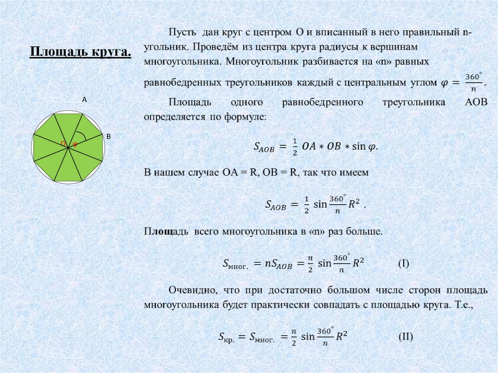 Площадь круга.