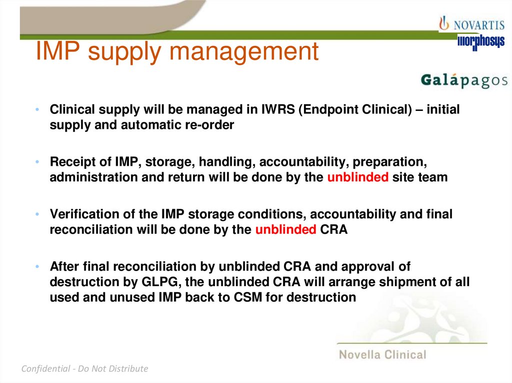 IMP supply management