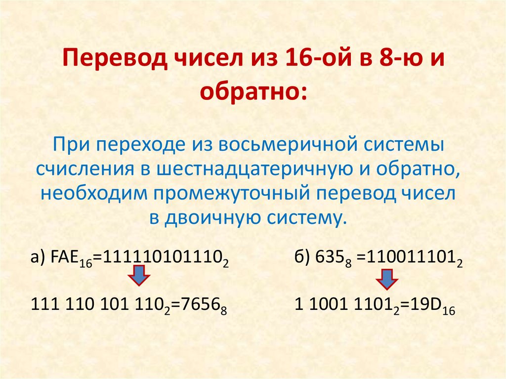Перевод чисел в двоичную систему счисления: