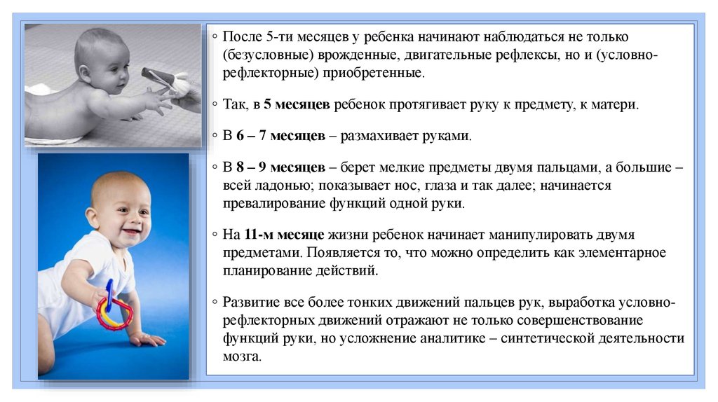 После какого ребенка. Рефлексы в 5 месяцев у ребенка. Условные рефлексы у детей. Условные рефлексы младенца. Первые условные рефлексы у детей.