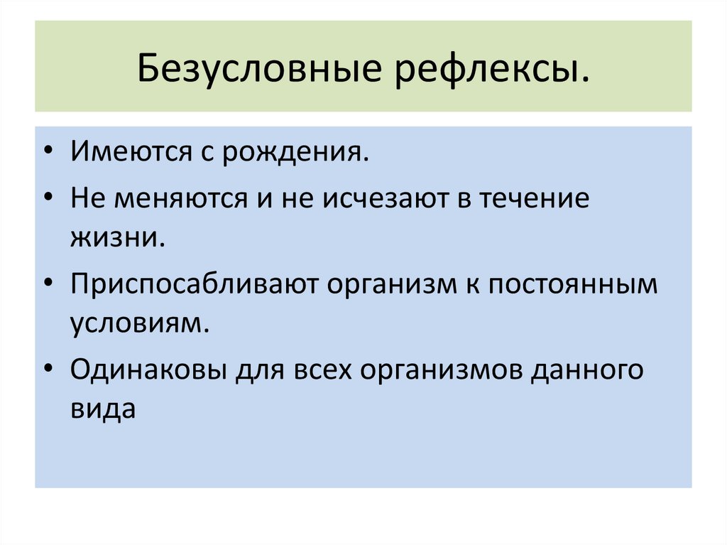 Безусловные рефлексы презентация