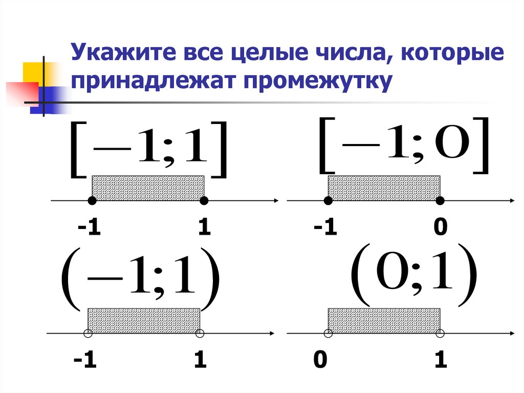 Целые числа принадлежащие промежутку