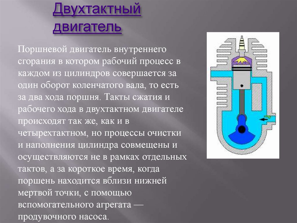 Принцип работы двухтактного двигателя внутреннего сгорания схема работы